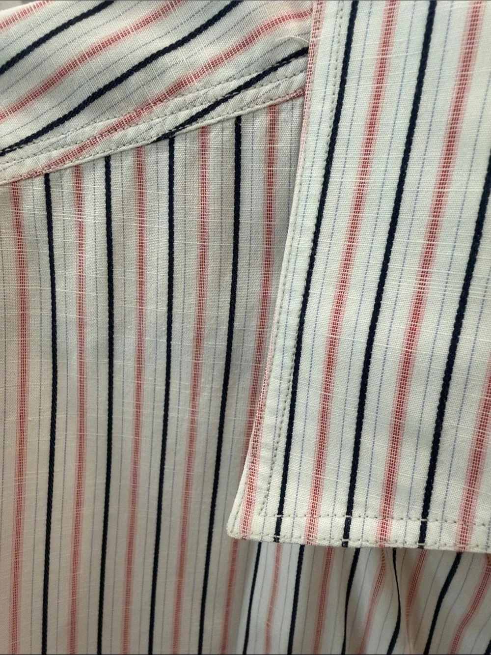 Banana Republic Men’s White Shirt with Pink and Blue Stripes